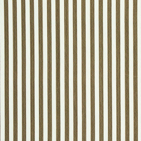 Edwin Stripe Narrow wallpaper in Mushroom by Schumacher, featuring narrow vertical stripes in a classic, neutral colorway.