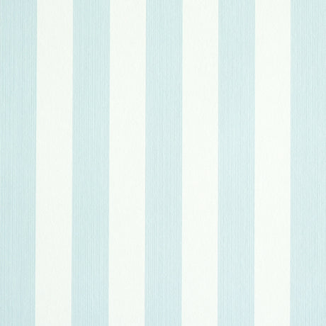 Edwin Stripe Medium wallpaper in Sky by Schumacher, featuring classic vertical blue and white stripes.