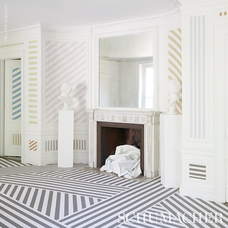 Edwin Stripe Medium Ocean by Schumacher Classic Blue and White Stripe Wallpaper – Schumacher 5011884
