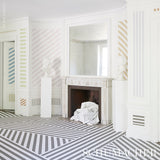 Edwin Stripe Medium Ocean by Schumacher Classic Blue and White Stripe Wallpaper – Schumacher 5011884