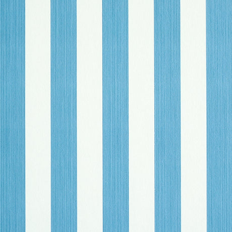 Edwin Stripe Medium wallpaper in Ocean blue and white, classic vertical stripe pattern by Schumacher