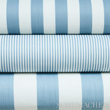 Edwin Stripe Medium Slate by Schumacher Classic Blue and White Striped Wallpaper – Schumacher 5011885