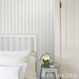Edwin Stripe Medium Cobalt by Schumacher Classic Blue and White Stripe Wallpaper – Schumacher 5011886