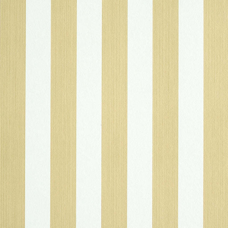 Edwin Stripe Medium wallpaper in Sand by Schumacher, classic vertical stripe wallcovering in a neutral colorway