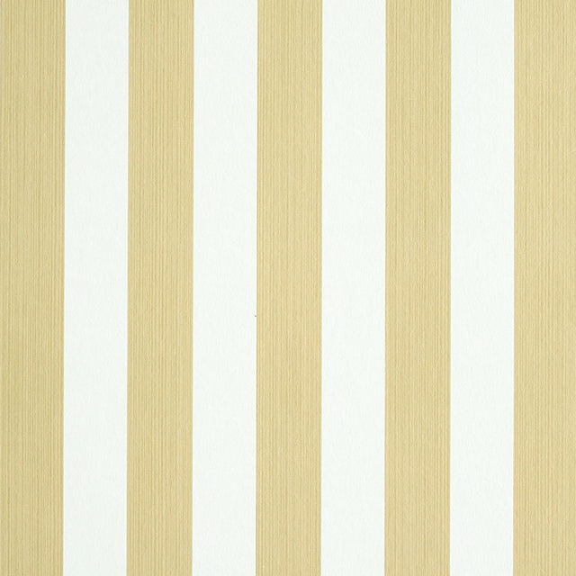 Edwin Stripe Medium wallpaper in Sand by Schumacher, classic vertical stripe wallcovering in a neutral colorway