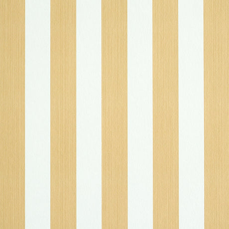 Edwin Stripe Medium wallpaper in Wheat by Schumacher, featuring classic vertical stripes in a warm neutral colorway.