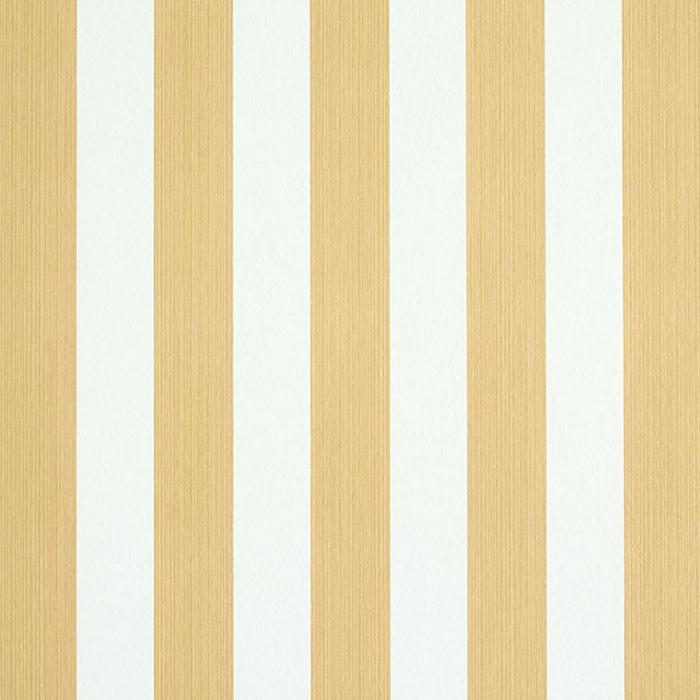 Edwin Stripe Medium wallpaper in Wheat by Schumacher, featuring classic vertical stripes in a warm neutral colorway.