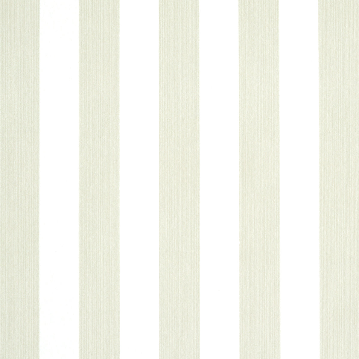 Edwin Stripe Medium wallpaper in Naturelle by Schumacher, a classic vertical stripe wallcovering in a neutral colorway, shown in a bedroom setting.