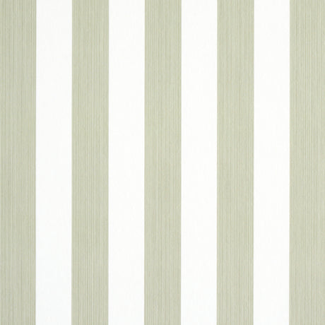 Edwin Stripe Medium wallpaper in Linen by Schumacher, featuring classic vertical stripes in a neutral colorway.