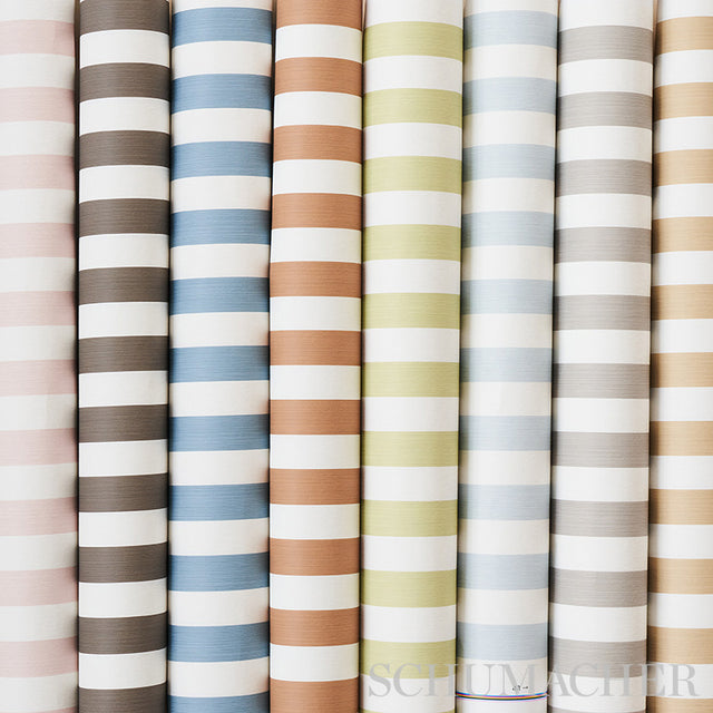 Edwin Stripe Medium Mushroom by Schumacher Stripe Wallcovering Collection – Schumacher 5011899