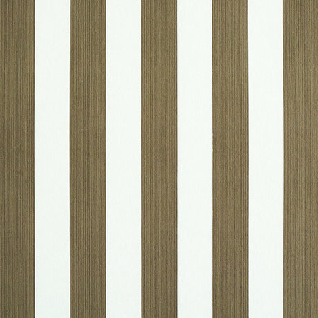 Edwin Stripe Medium wallpaper in Mushroom by Schumacher, featuring medium-width vertical stripes in a neutral colorway.