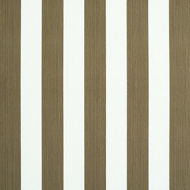 Edwin Stripe Medium wallpaper in Mushroom by Schumacher, featuring medium-width vertical stripes in a neutral colorway.