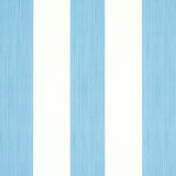 Edwin Stripe Wide wallpaper in Ocean blue and white by Schumacher, wide vertical stripes, classic wallcovering.
