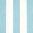 Edwin Stripe Wide wallpaper in Slate by Schumacher, featuring wide vertical blue and white stripes with a textured effect.