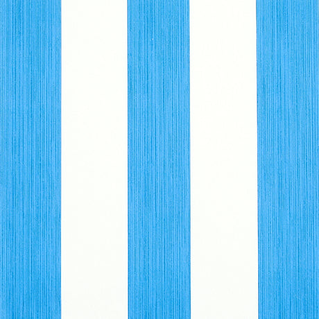 Edwin Stripe Wide wallpaper in cobalt blue and white, wide vertical stripes with subtle texture, by Schumacher