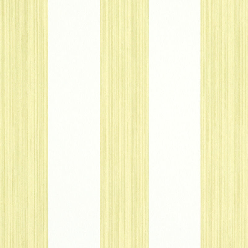 Edwin Stripe Wide wallpaper in citron yellow and white, wide vertical stripes, by Schumacher