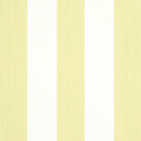 Edwin Stripe Wide wallpaper in citron yellow and white, wide vertical stripes, by Schumacher