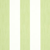 Edwin Stripe Wide wallpaper in Leaf by Schumacher, wide green and white vertical stripes, classic wallcovering design
