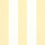Edwin Stripe Wide wallpaper in Buttercup by Schumacher, wide yellow and white vertical stripes, classic wallcovering.