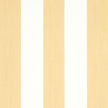 Edwin Stripe Wide wallpaper in Wheat by Schumacher, wide vertical stripes in beige and white, classic wallcovering.