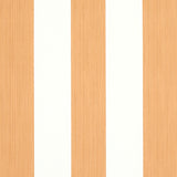 Edwin Stripe Wide wallpaper in Butternut by Schumacher, wide vertical stripes in warm tan and white, classic and dimensional wallcovering.