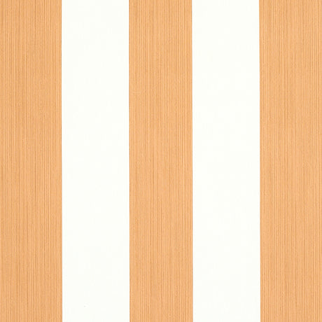 Edwin Stripe Wide wallpaper in Butternut by Schumacher, wide vertical stripes in warm tan and white, classic and dimensional wallcovering.