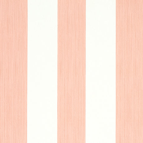 Edwin Stripe Wide wallpaper in pink and white, featuring wide vertical stripes with subtle texture, by Schumacher.