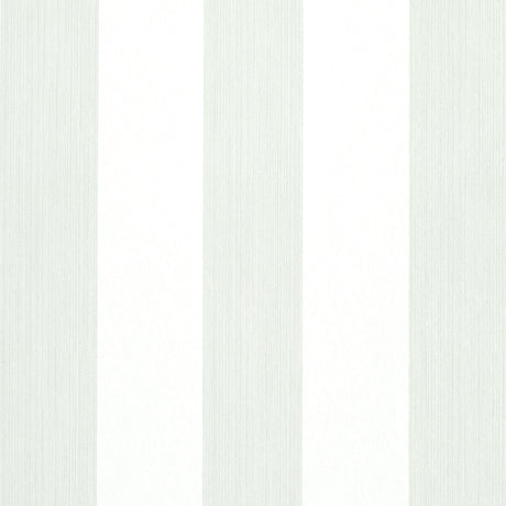 Edwin Stripe Wide wallpaper in Birch by Schumacher, featuring wide vertical stripes in a neutral colorway, shown in a styled interior and close-up views.