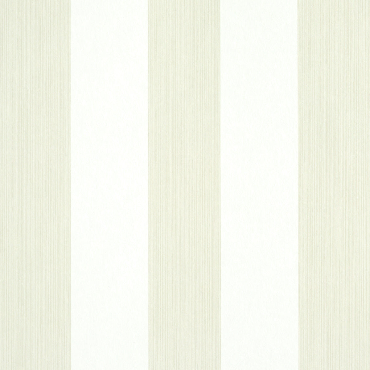 Edwin Stripe Wide wallpaper in Naturelle by Schumacher, wide vertical stripes in neutral tones, shown in a styled interior and close-up views.