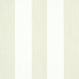 Edwin Stripe Wide wallpaper in Naturelle by Schumacher, wide vertical stripes in neutral tones, shown in a styled interior and close-up views.