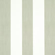 Edwin Stripe Wide wallpaper in Linen by Schumacher, wide vertical stripes in neutral tones, shown in a styled living room setting.
