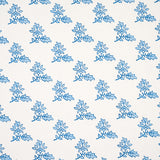 Torbay Blue hand-blocked motif wallpaper by Schumacher, repeating sprigs pattern, Jacaranda Collection