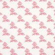 Torbay Pink wallpaper by Schumacher, featuring a repeating hand-blocked floral motif in pink on a white background.