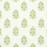 Aditi Green by Schumacher Petite Stylized Floral Wallpaper – Jacaranda Collection 5011931