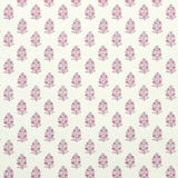 Aditi Pink by Schumacher, a petite stylized floral wallpaper with hand-blocked print effect on a light background.