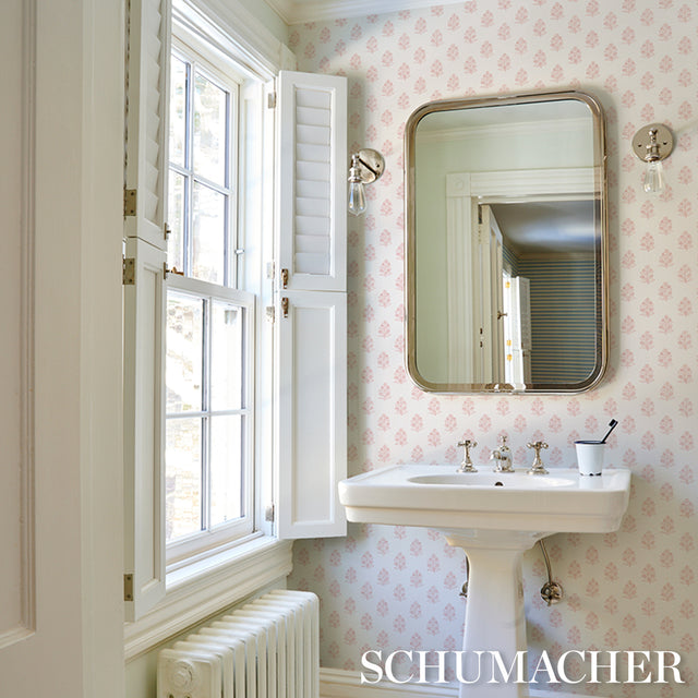 Aditi Blush by Schumacher Petite Stylized Floral Wallpaper – Jacaranda Collection 5011935