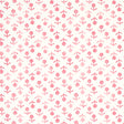 Beatriz Pink floral wallpaper by Schumacher, delicate small-scale flowers in pink on a white background, shown in a bathroom setting.