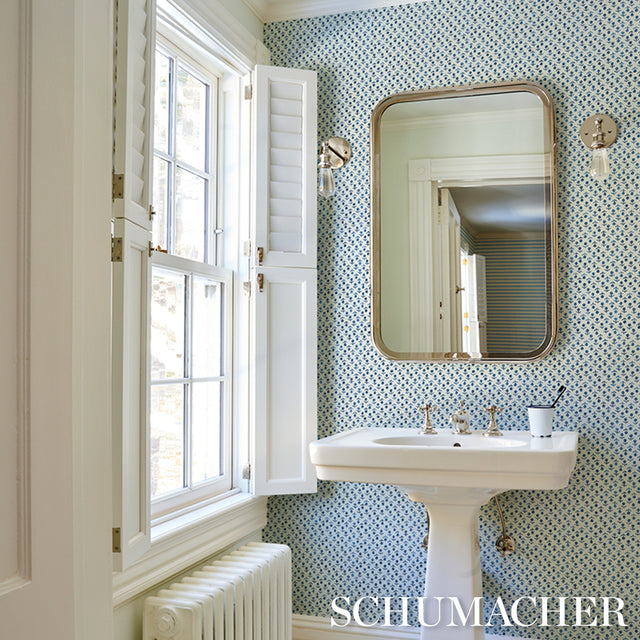 Beatriz Indigo by Schumacher Jacaranda Collection Floral Wallpaper – Schumacher 5011941
