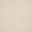 Beatriz wallpaper in Natural by Schumacher, a diminutive printed floral pattern inspired by indigo resist-dye techniques, shown in a bathroom setting.