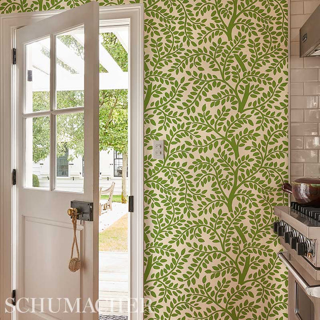Temple Garden II Sand Botanical Wallpaper – Schumacher 5011961