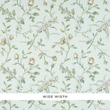 Beluze Mineral by Schumacher - Classic English garden floral wallpaper in soft mineral blue and green tones