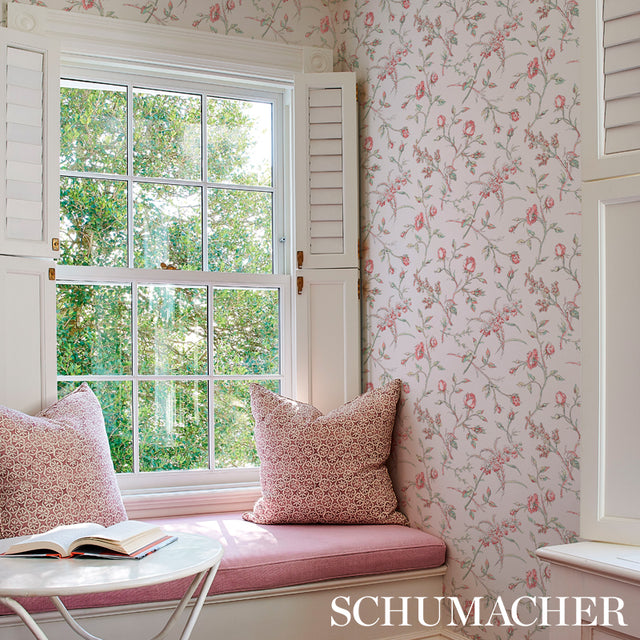 Beluze Blush by Schumacher Wide-Width Floral Wallpaper – Schumacher 5011981