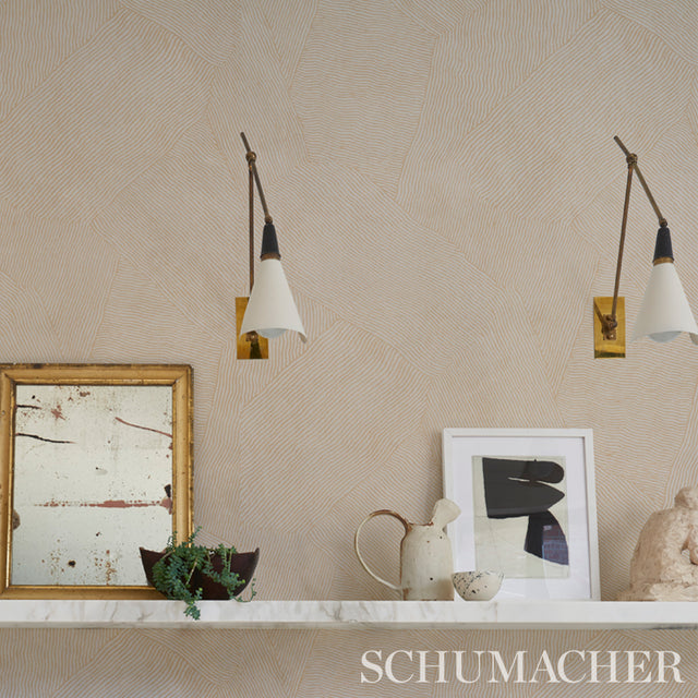 Burnett Natural by Schumacher Abstract Wave Wallpaper – Schumacher 5012001