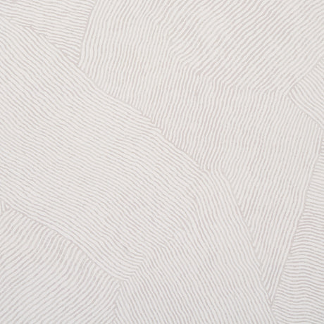 Burnett Stone by Schumacher - Abstract wave pattern wallcovering in neutral tones, shown in room and detail views.
