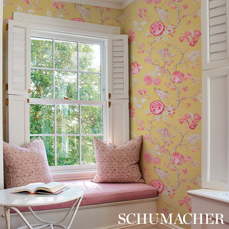 Josephine Pink Floral Tree of Life Wallpaper – Schumacher 5012012