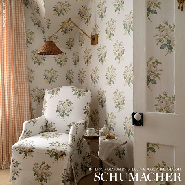 LOUDON ROSE Ivory Floral Wallpaper by Schumacher – 5012030