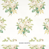 Ivory rose floral wallpaper with painterly bouquets and green leaves on a wide-width background, Schumacher LOUDON ROSE 5012030