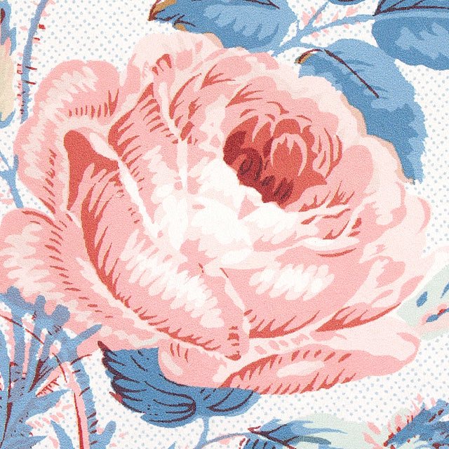 Loudon Rose Rose & Blue by Schumacher Painterly Floral Wallpaper – Schumacher 5012032