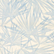 Sunlit Palm Sisal wallpaper in Chambray by Schumacher, featuring a dreamy palm leaf watercolor design in soft blue and cream.