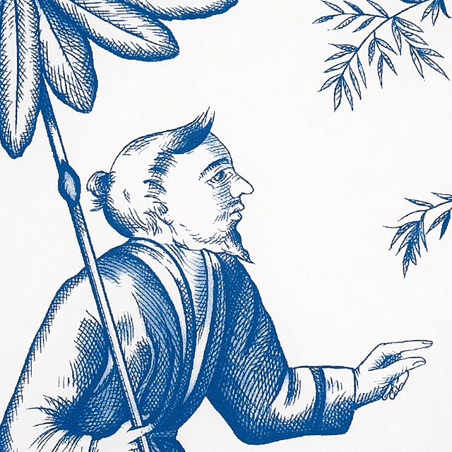 Shengyou Toile Blue Scenic Toile Wallpaper by Schumacher – 5012052